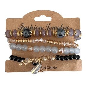 Stackable Beaded Bracelets Stretch Multilayer Boho Bracelet Set Glads Crystals